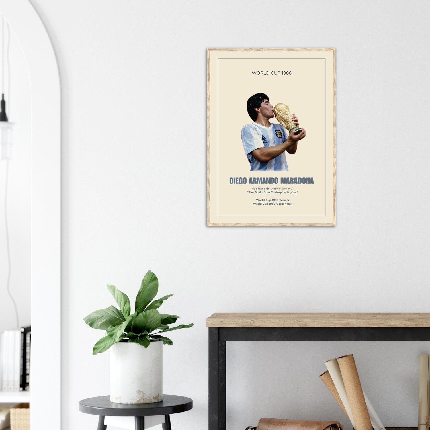 Diego Maradona 1986 World Cup Poster – Ready to Hang with Premium Frame