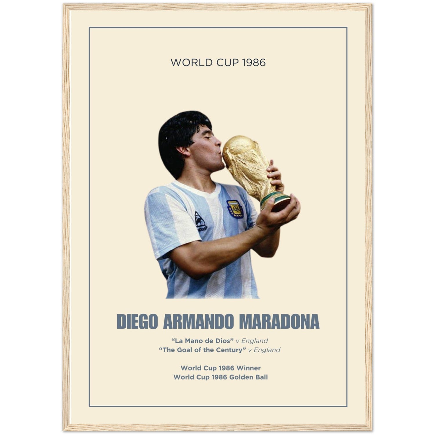 Diego Maradona 1986 World Cup Poster – Ready to Hang with Premium Frame