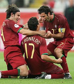 Cristiano Ronaldo and Luis Figo in FIFA World Cup 2006