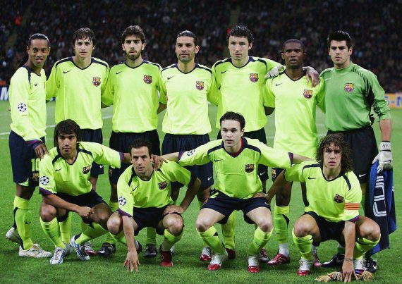 Barcelona 2005-06 Away Kit Champions League Squad